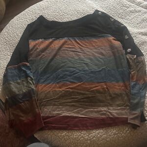 Striped Long Sleeve Top with Button Detail